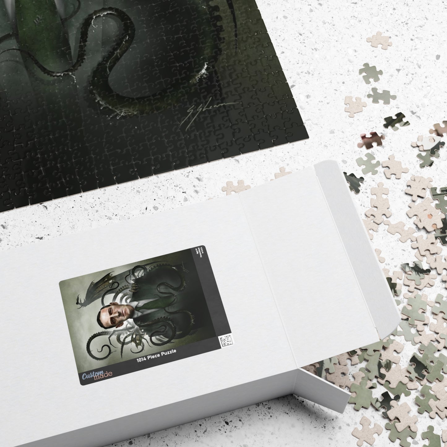 H.P. Lovecraft jigsaw puzzle by Mister Sam Shearon — Cthulhu cosmic horror gothic dark art, eldritch horror, human-made, non-AI. 