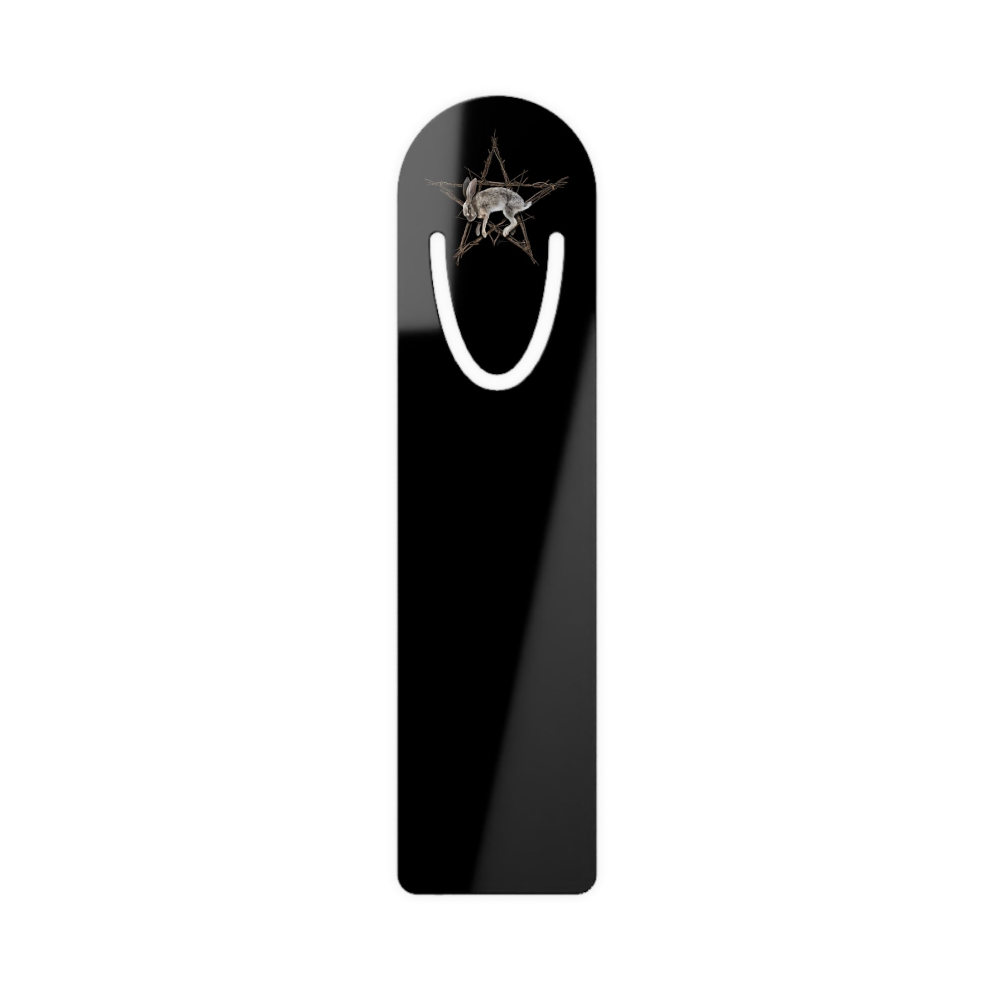 Fallen Star occult bookmark — aluminium page holder with witchcraft rabbit print