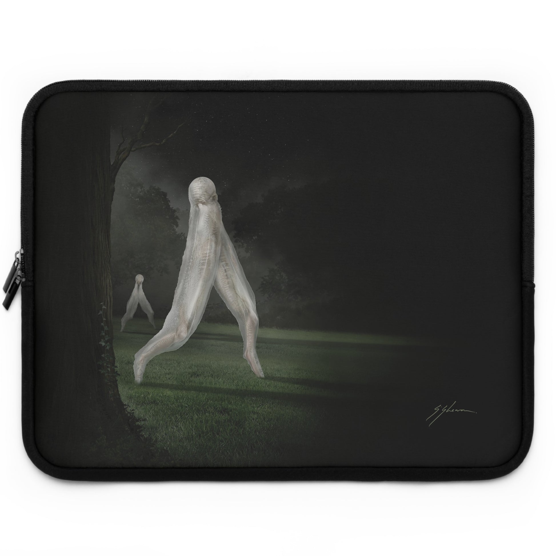 Nightcrawler laptop or tablet sleeve — Mister Sam Shearon dark art, padded protection
