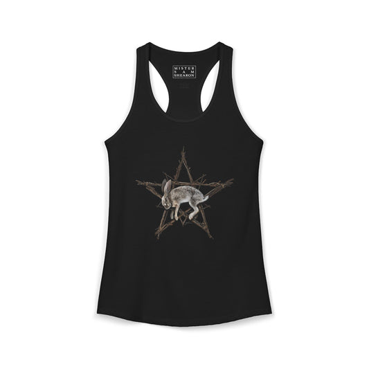 Fallen Star witchcraft racerback tank — rabbit pentagram dark folk art by Mister Sam Shearon