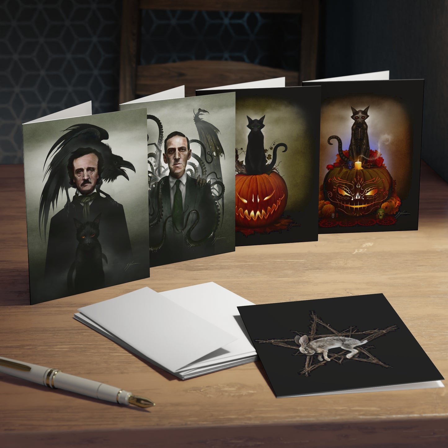 Multi-design greeting cards 5-pack — five original dark art designs by Mister Sam Shearon