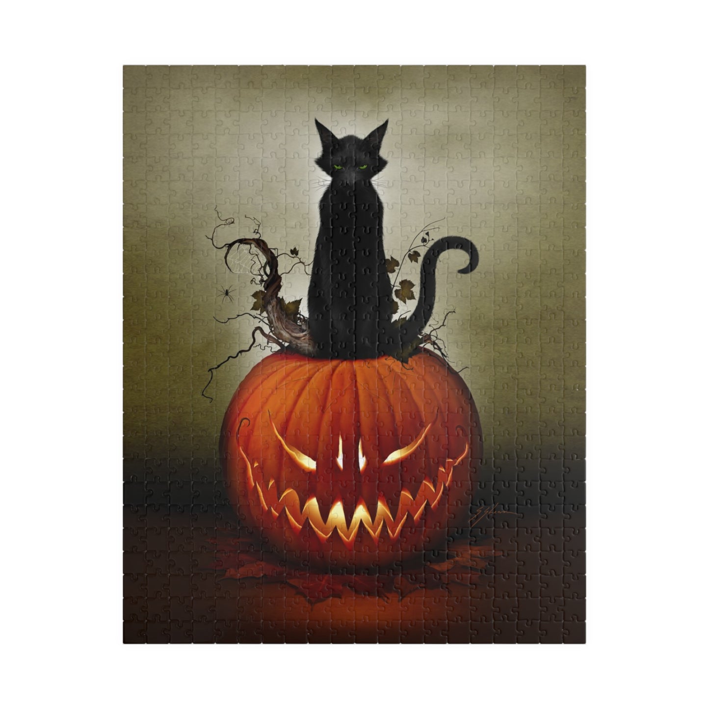 Cat O' Lantern 1014-piece puzzle — original dark art by Mister Sam Shearon