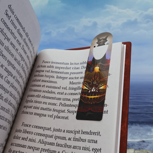 Día De Los Meowtos aluminum bookmark — Day of the Dead dark art by Mister Sam Shearon