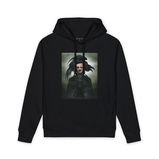 Edgar Allan Poe unisex hoodie by Mister Sam Shearon — gothic dark art, The Raven, horror literature, human-made, non-AI.