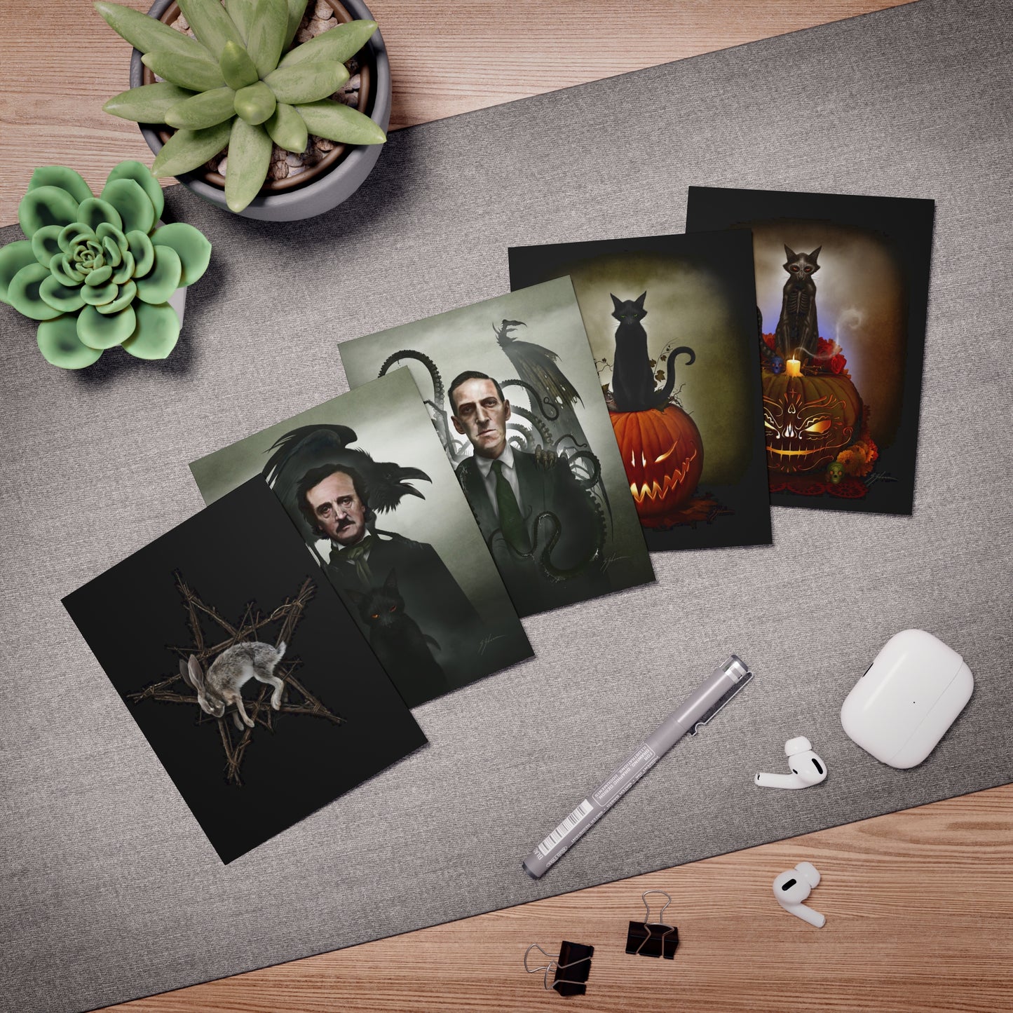 Dark art greeting card pack — gothic horror designs by Mister Sam Shearon, 4.25x5.5 inch
