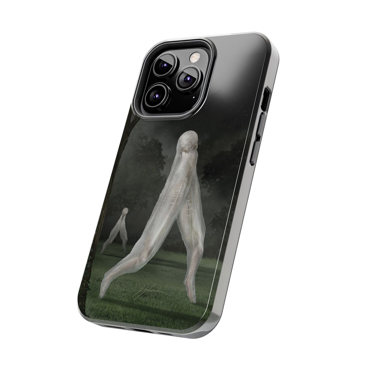 Nightcrawler phone case by Mister Sam Shearon — iPhone, Samsung, dark art, cryptid, creepypasta, paranormal, horror, human-made, non-AI. 