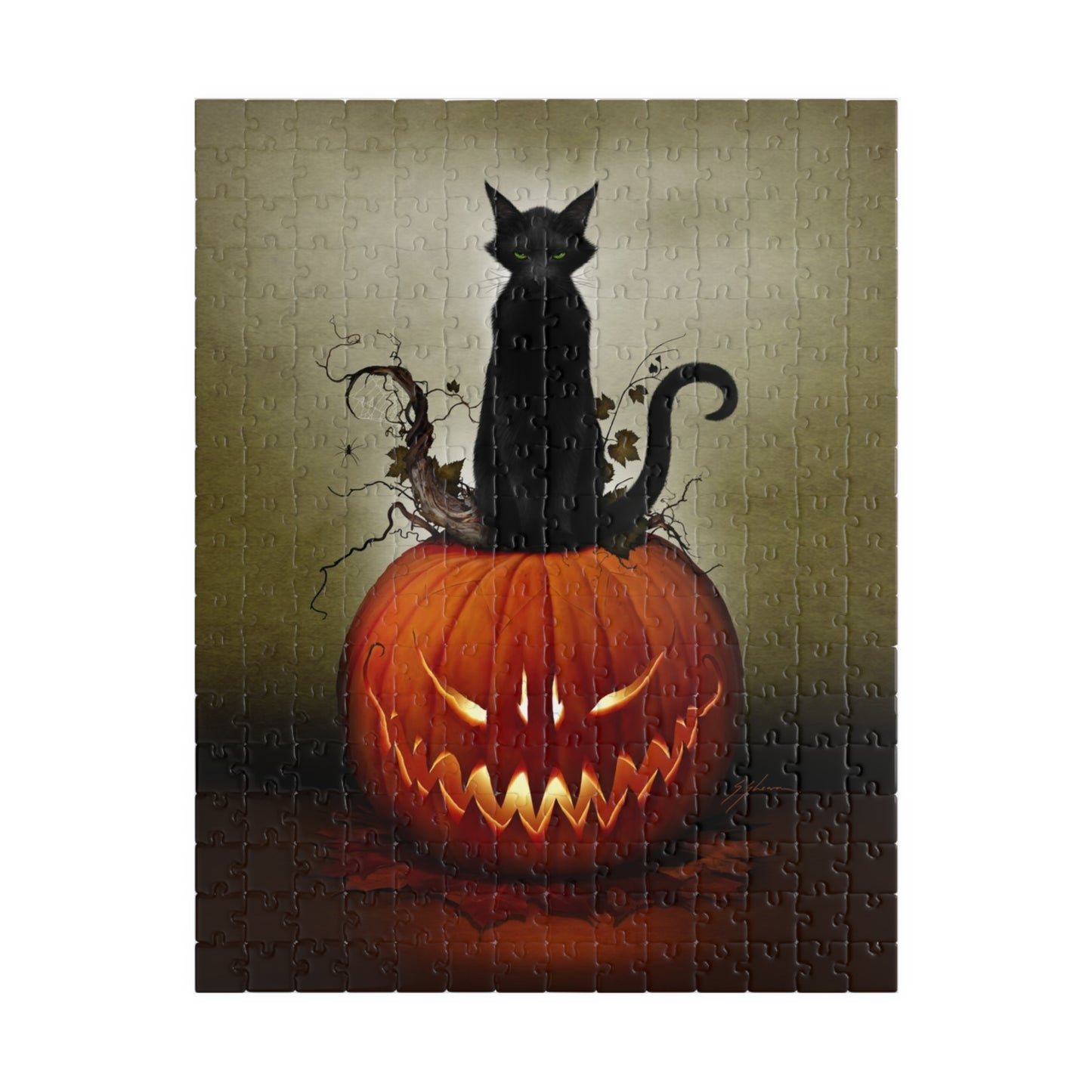 Cat O' Lantern 520-piece puzzle — original Halloween artwork by Mister Sam Shearon