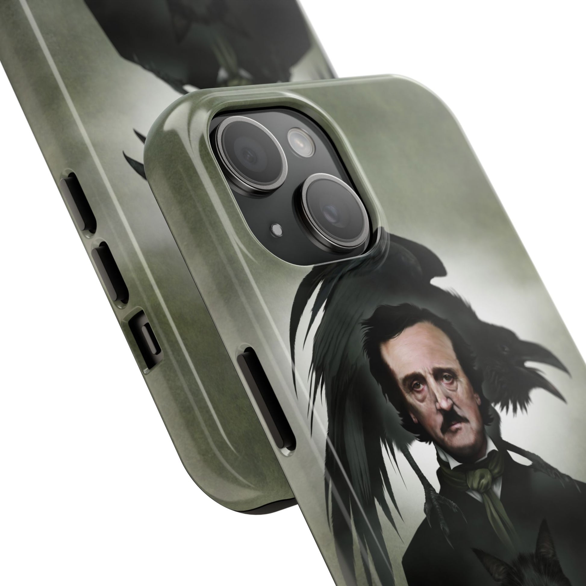 Edgar Allan Poe tough case drop protection — gothic horror dark art by Mister Sam Shearon