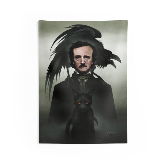 Edgar Allan Poe indoor wall tapestry — original gothic dark art by Mister Sam Shearon
