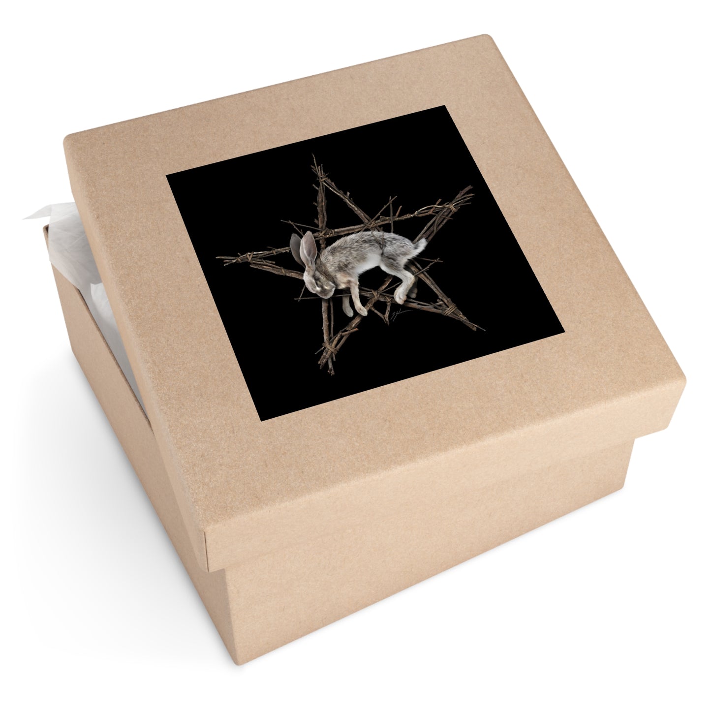 Fallen Star dark folk art sticker — hare and pentagram symbol by Mister Sam Shearon