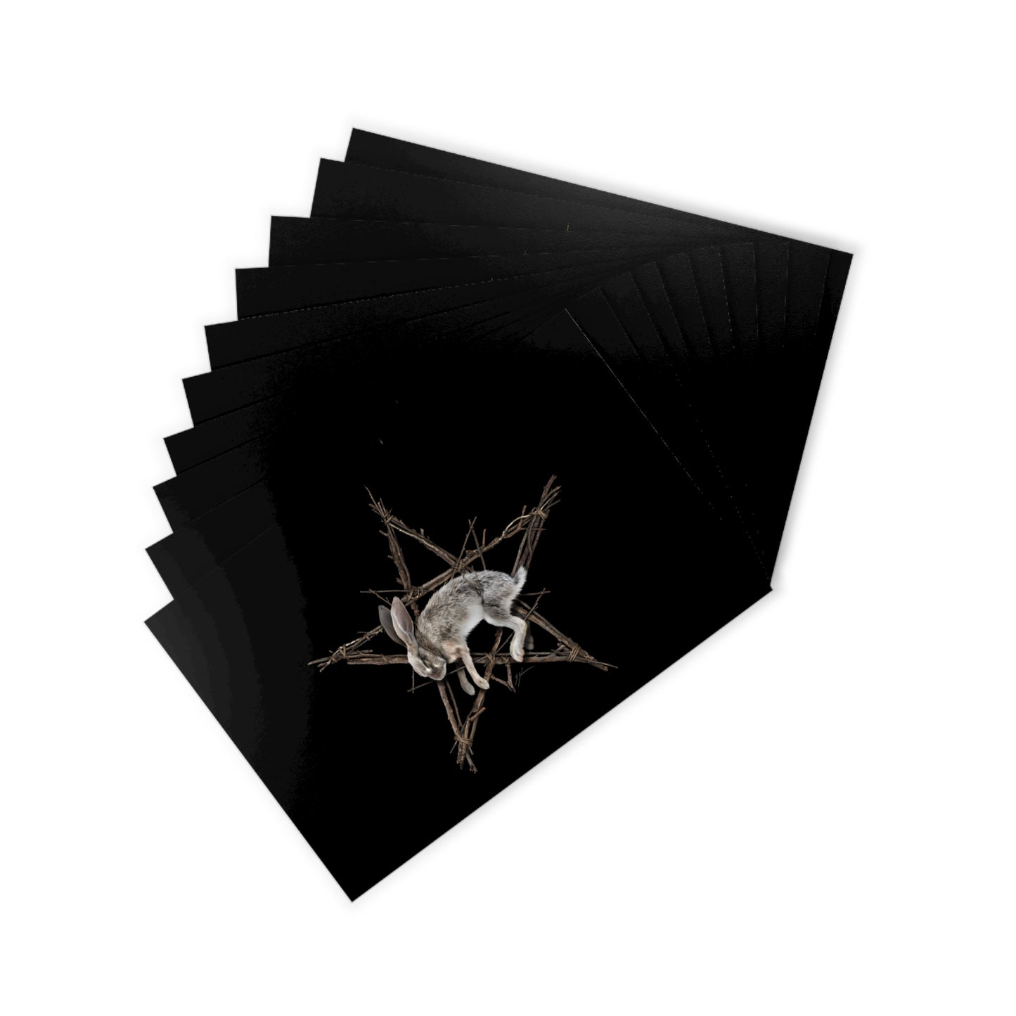 Fallen Star dark folk art postcards — hare and pentagram symbol by Mister Sam Shearon