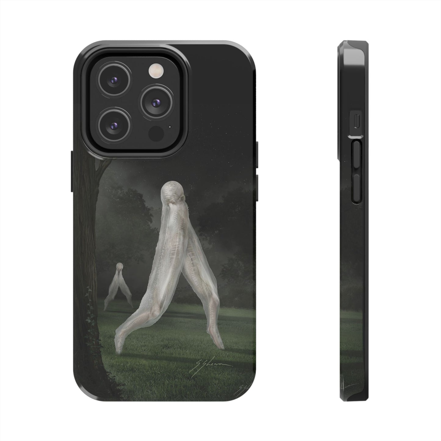 Nightcrawler phone case by Mister Sam Shearon — iPhone, Samsung, dark art, cryptid, creepypasta, paranormal, horror, human-made, non-AI. 