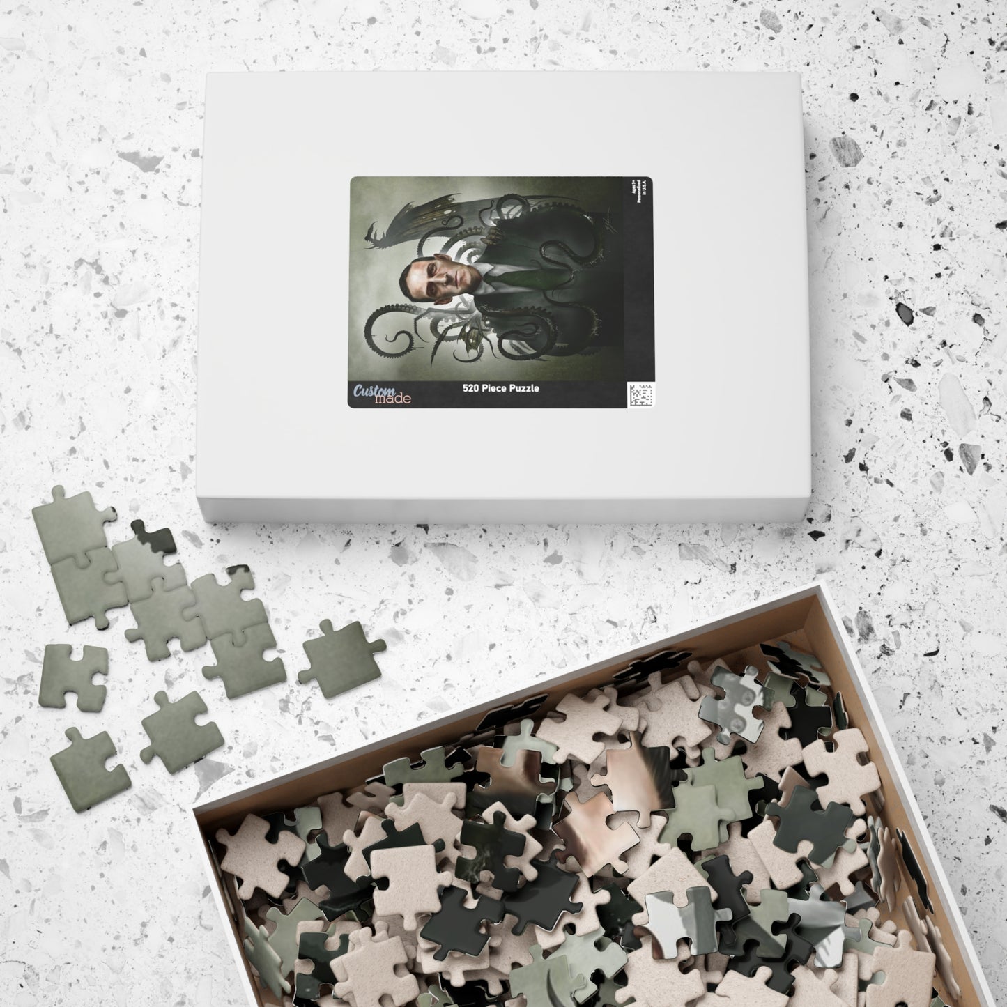 H.P. Lovecraft jigsaw puzzle by Mister Sam Shearon — Cthulhu cosmic horror gothic dark art, eldritch horror, human-made, non-AI. 