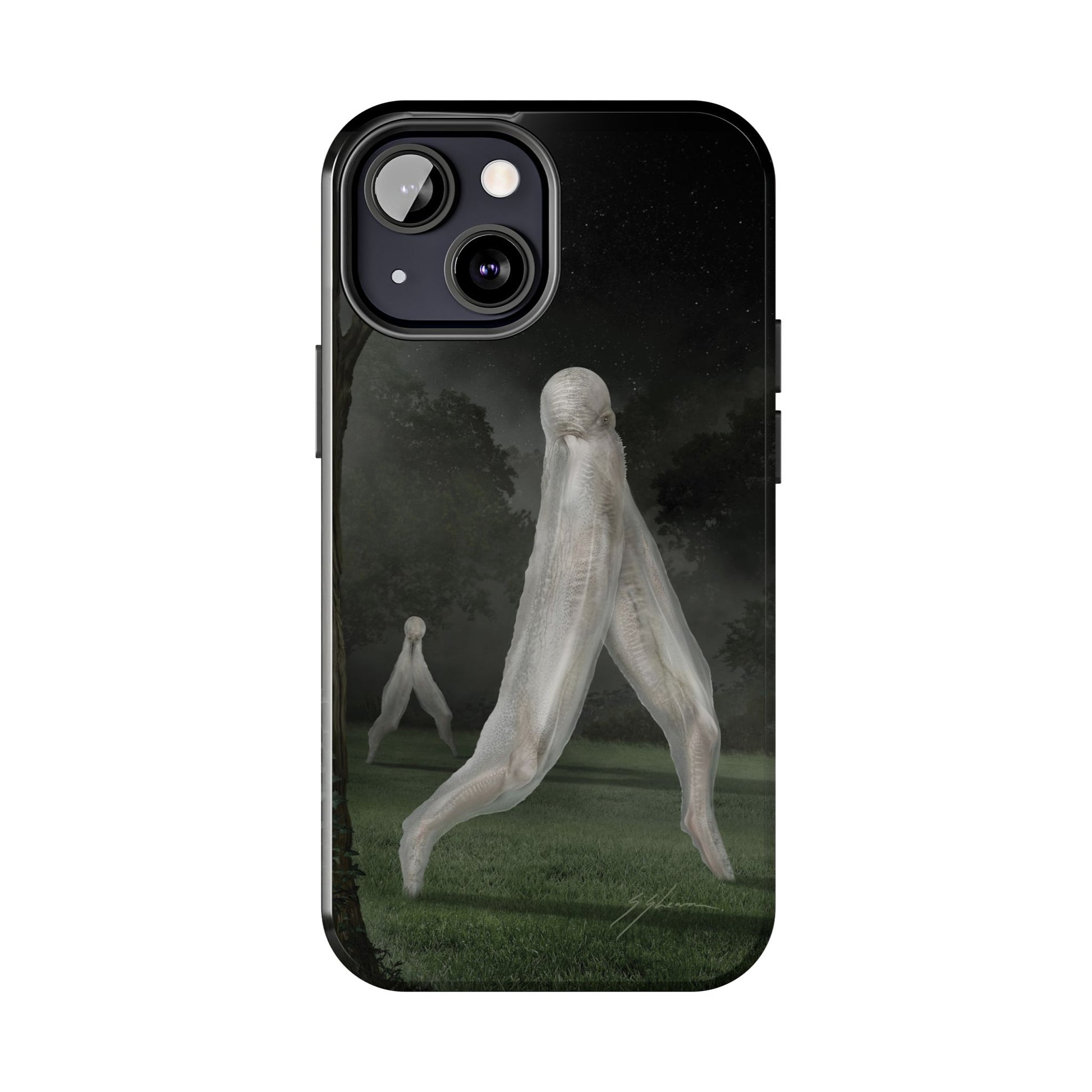 Nightcrawler phone case by Mister Sam Shearon — iPhone, Samsung, dark art, cryptid, creepypasta, paranormal, horror, human-made, non-AI. 