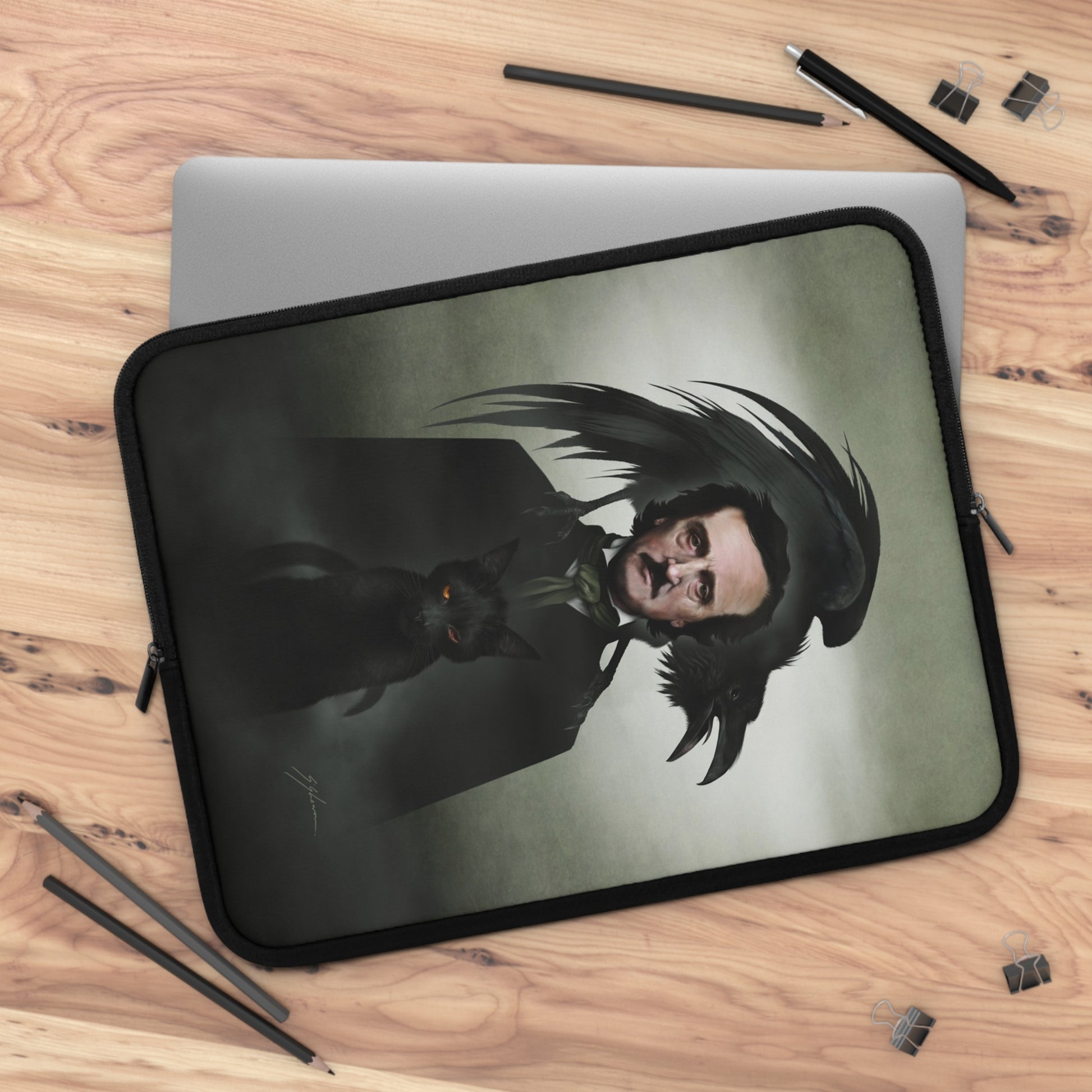 Edgar Allan Poe sleeve detail — Mister Sam Shearon gothic horror art print close-up