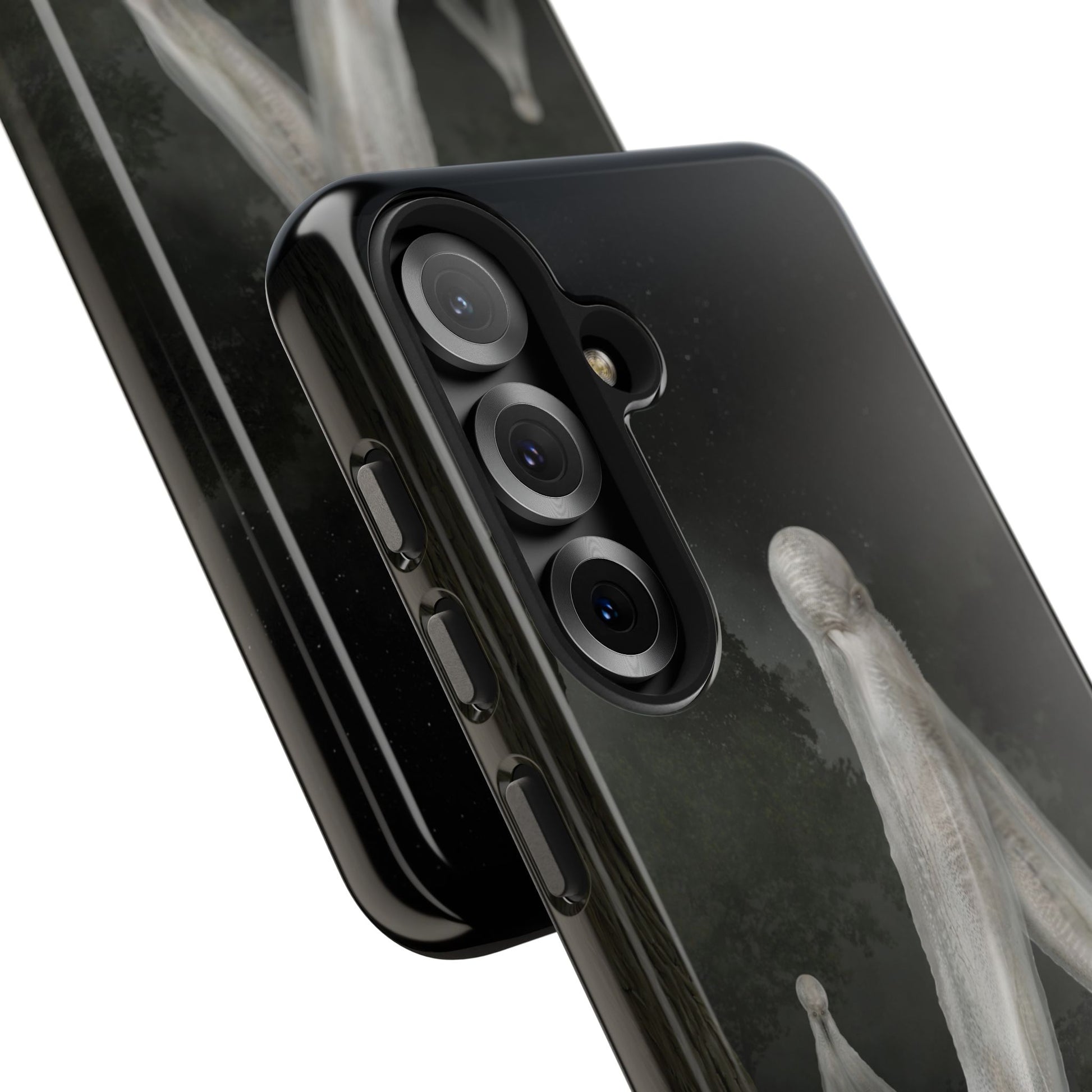 Nightcrawler phone case by Mister Sam Shearon — iPhone, Samsung, dark art, cryptid, creepypasta, paranormal, horror, human-made, non-AI. 