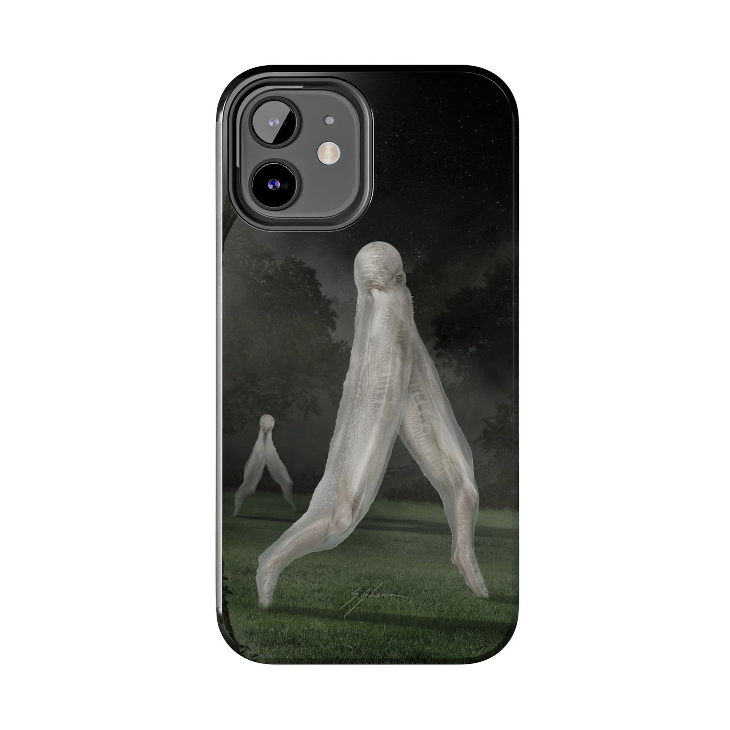 Nightcrawler phone case by Mister Sam Shearon — iPhone, Samsung, dark art, cryptid, creepypasta, paranormal, horror, human-made, non-AI. 