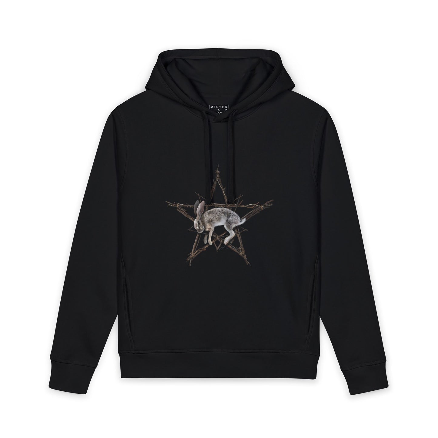 Fallen Star witchcraft hoodie — rabbit pentagram dark folk art by Mister Sam Shearon