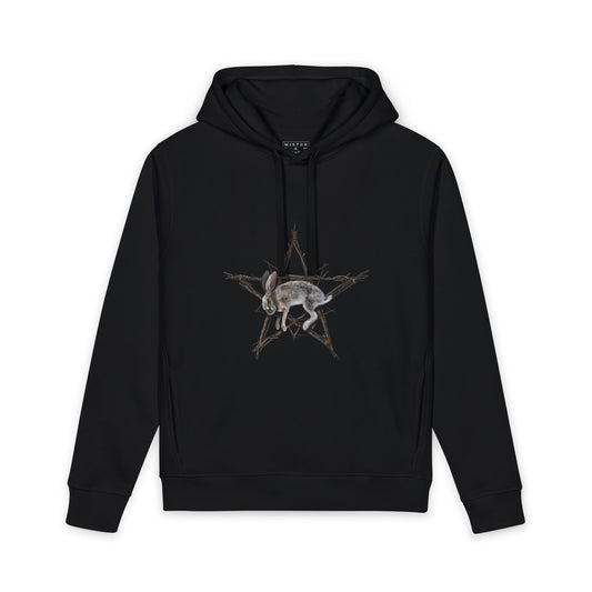 Fallen Star witchcraft hoodie — rabbit pentagram dark folk art by Mister Sam Shearon