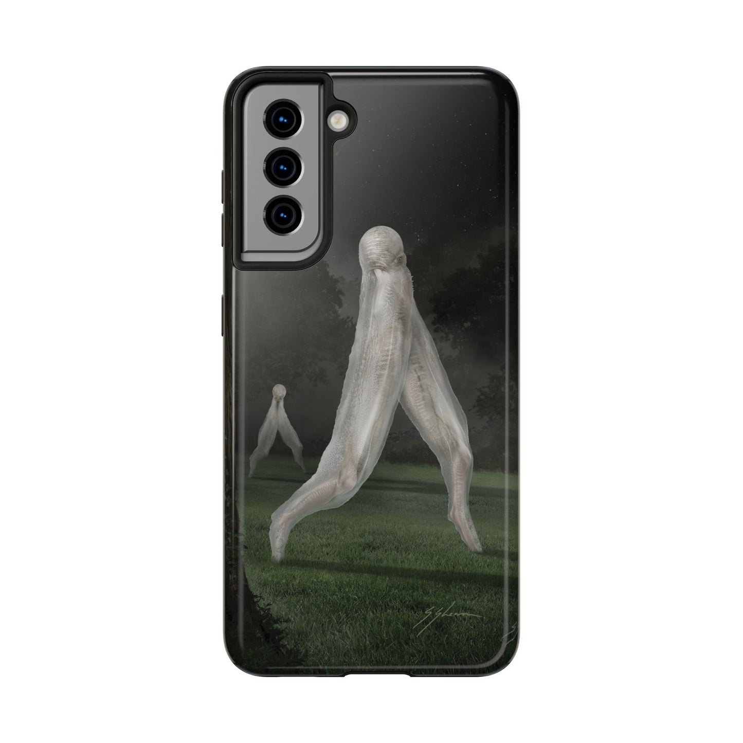 Nightcrawler phone case by Mister Sam Shearon — iPhone, Samsung, dark art, cryptid, creepypasta, paranormal, horror, human-made, non-AI. 