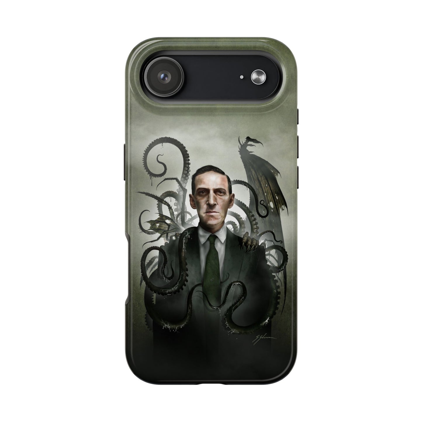 H.P. Lovecraft Samsung phone case — gothic cosmic horror dark art by Mister Sam Shearon