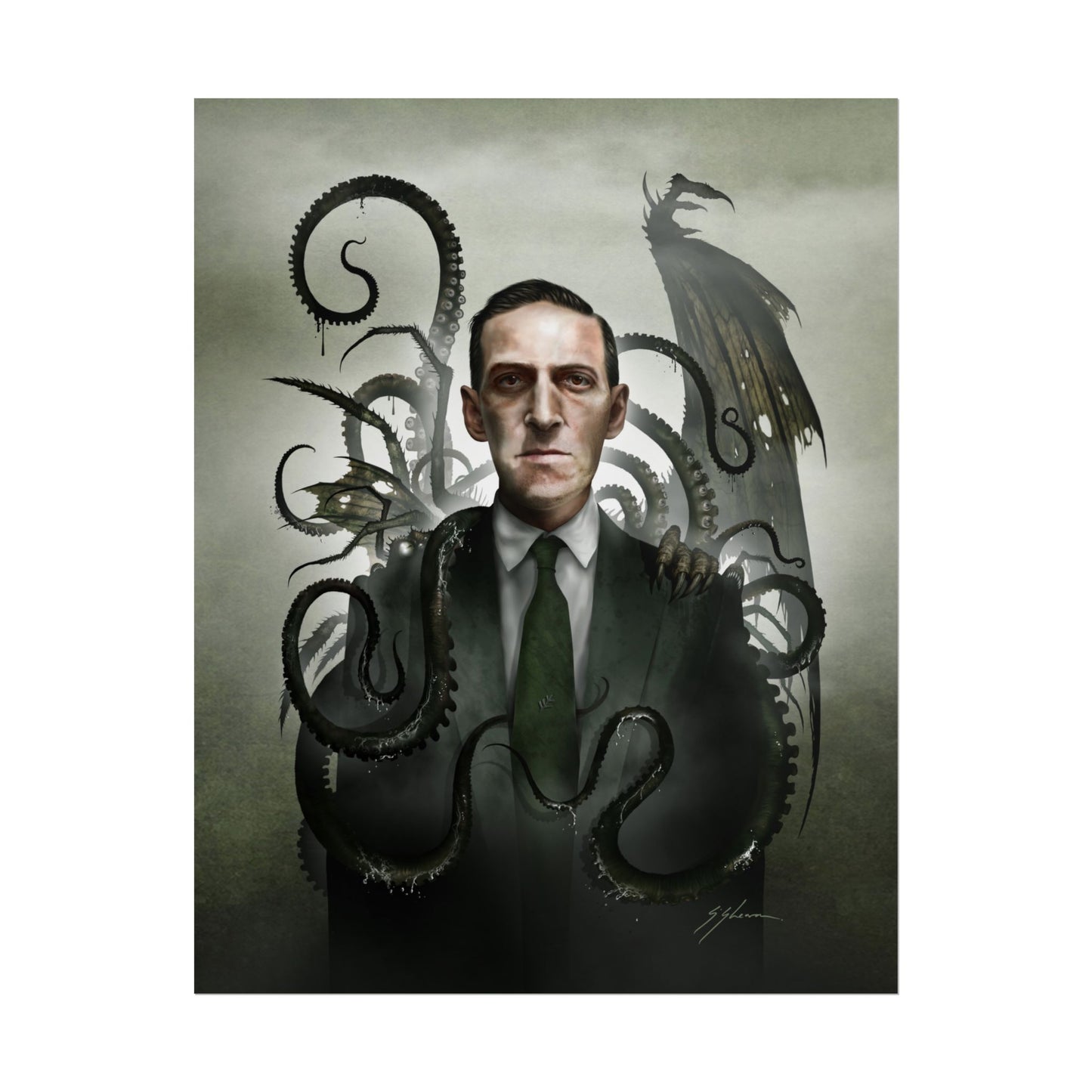 H.P. Lovecraft rolled poster print — original cosmic horror dark art by Mister Sam Shearon