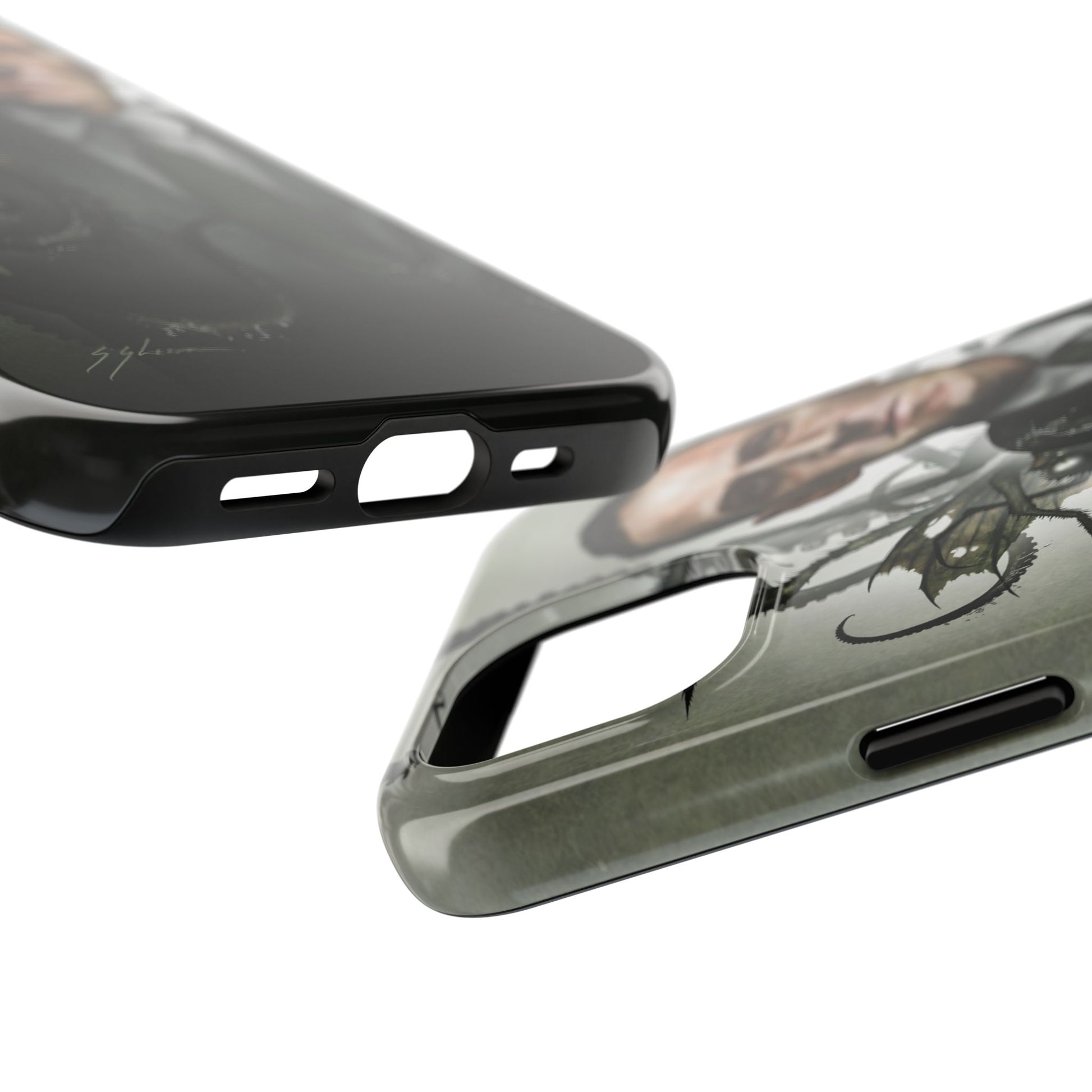 H.P. Lovecraft phone case lifestyle — cosmic horror dark art by Mister Sam Shearon