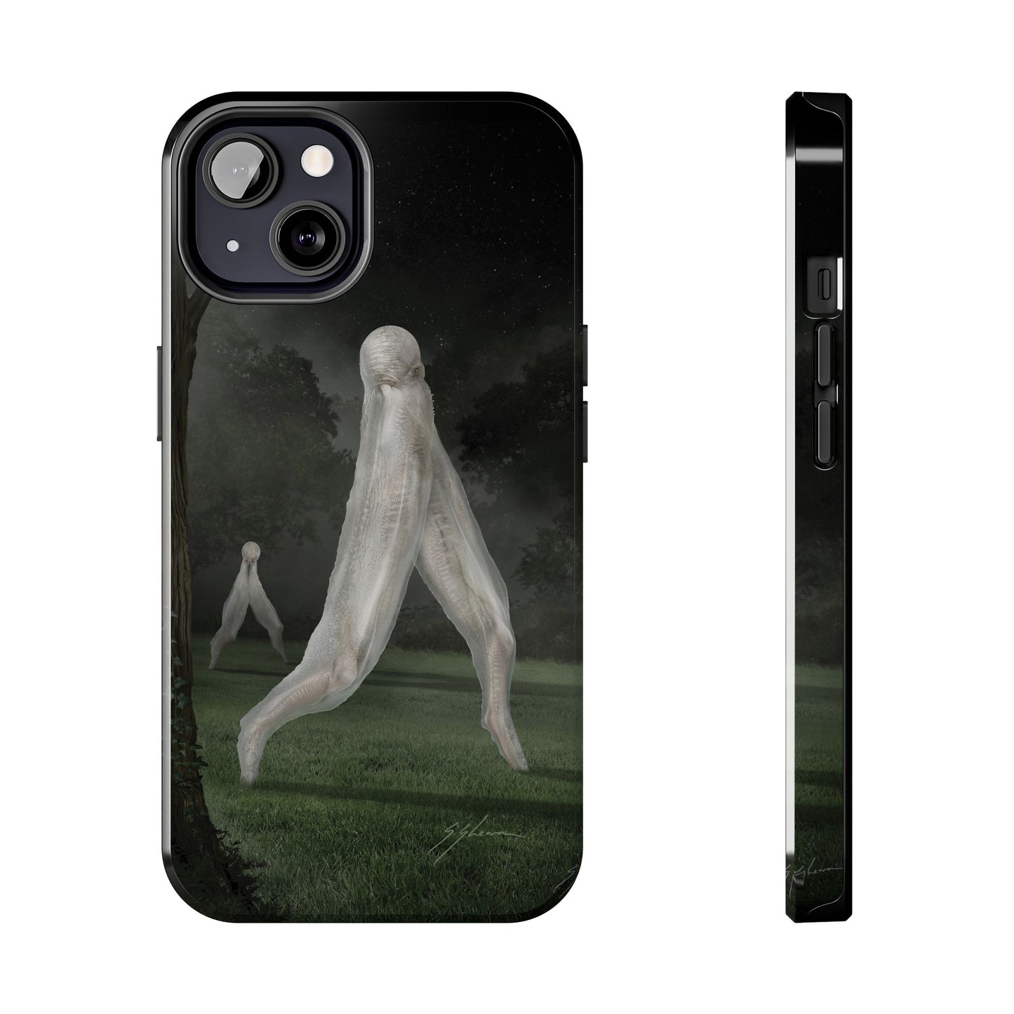 Nightcrawler phone case by Mister Sam Shearon — iPhone, Samsung, dark art, cryptid, creepypasta, paranormal, horror, human-made, non-AI. 