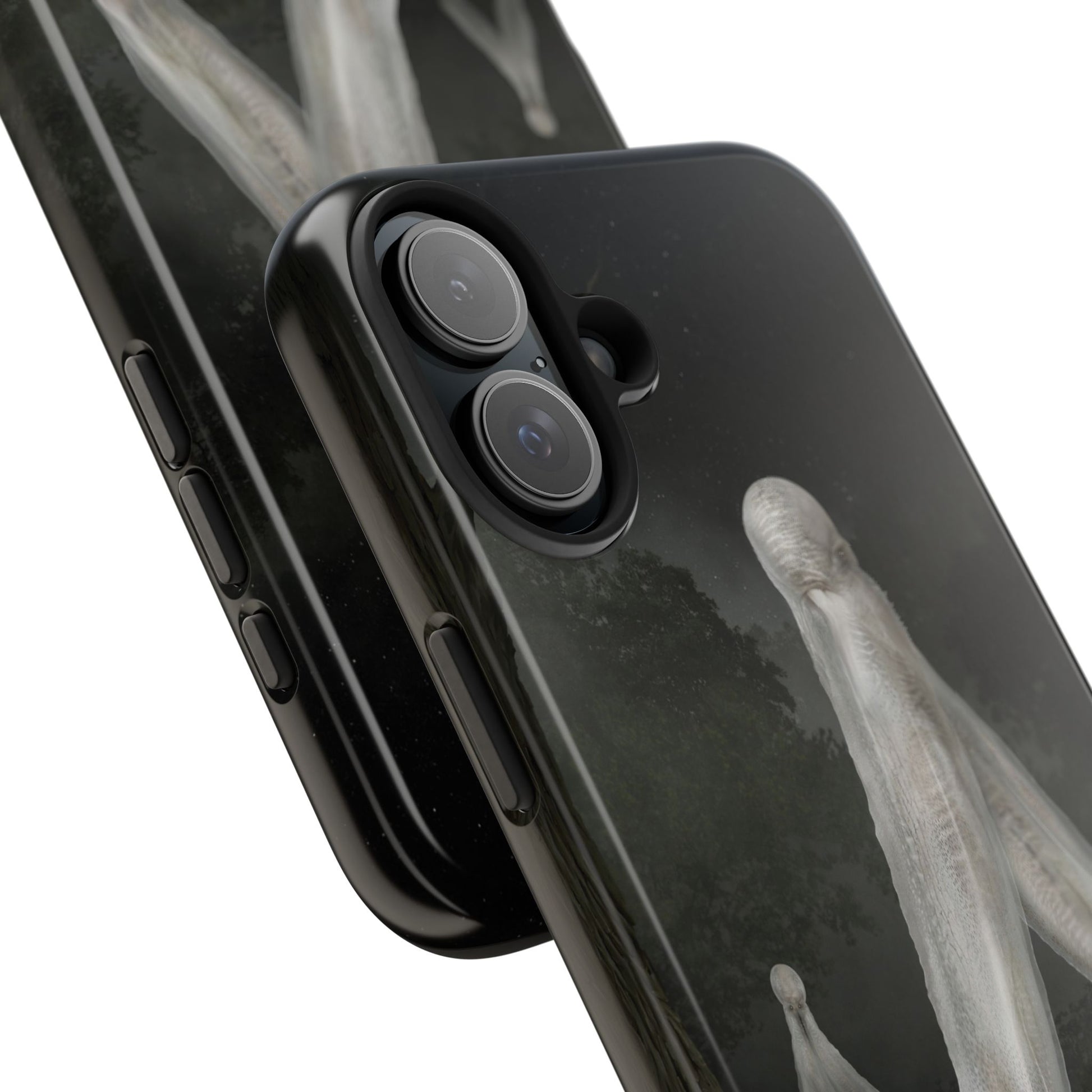 Nightcrawler phone case by Mister Sam Shearon — iPhone, Samsung, dark art, cryptid, creepypasta, paranormal, horror, human-made, non-AI. 