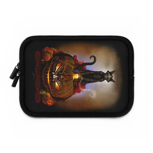 Día De Los Meowtos laptop sleeve 13" — Day of the Dead dark art by Mister Sam Shearon