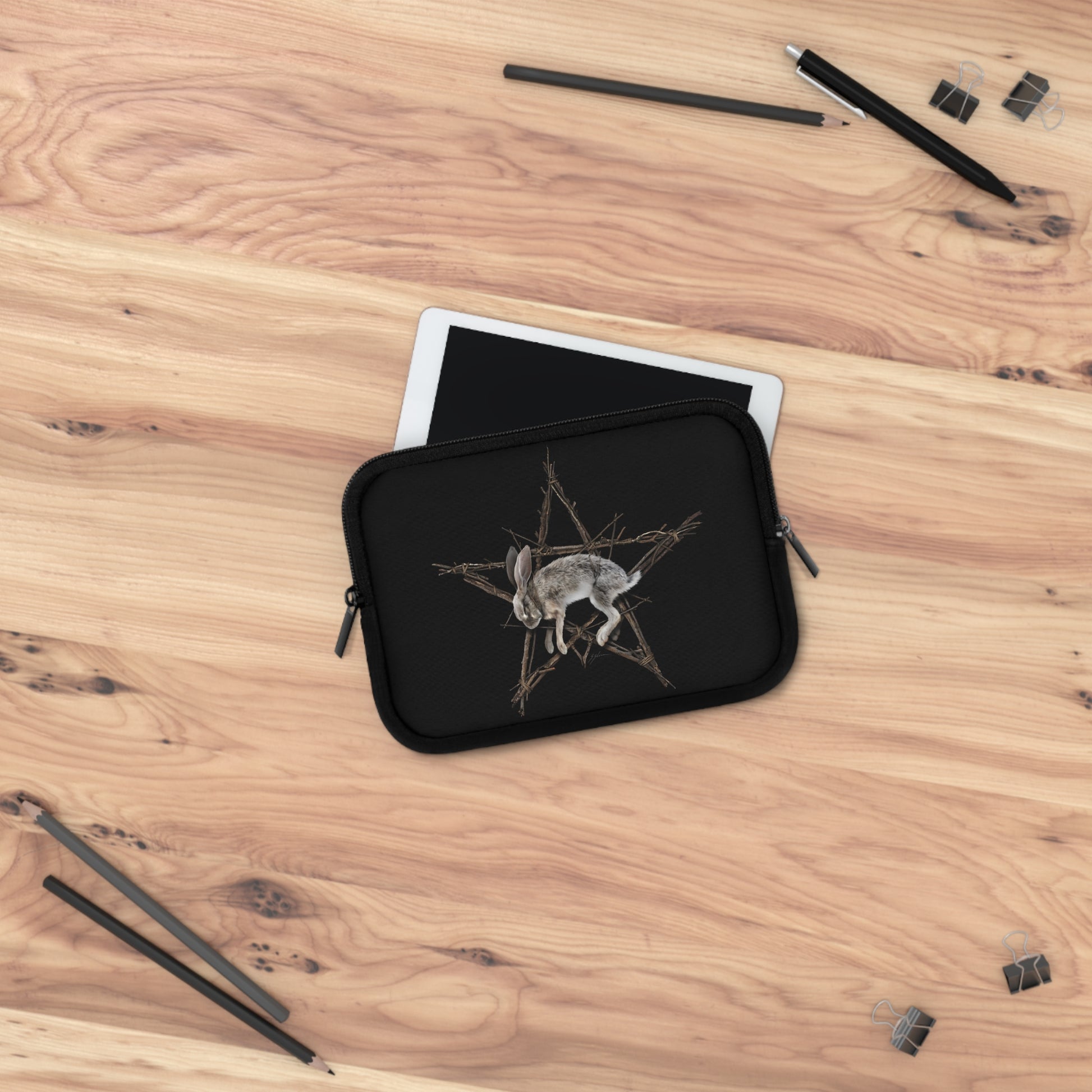 Fallen Star laptop sleeve flat lay — Mister Sam Shearon Witchcraft collection dark art