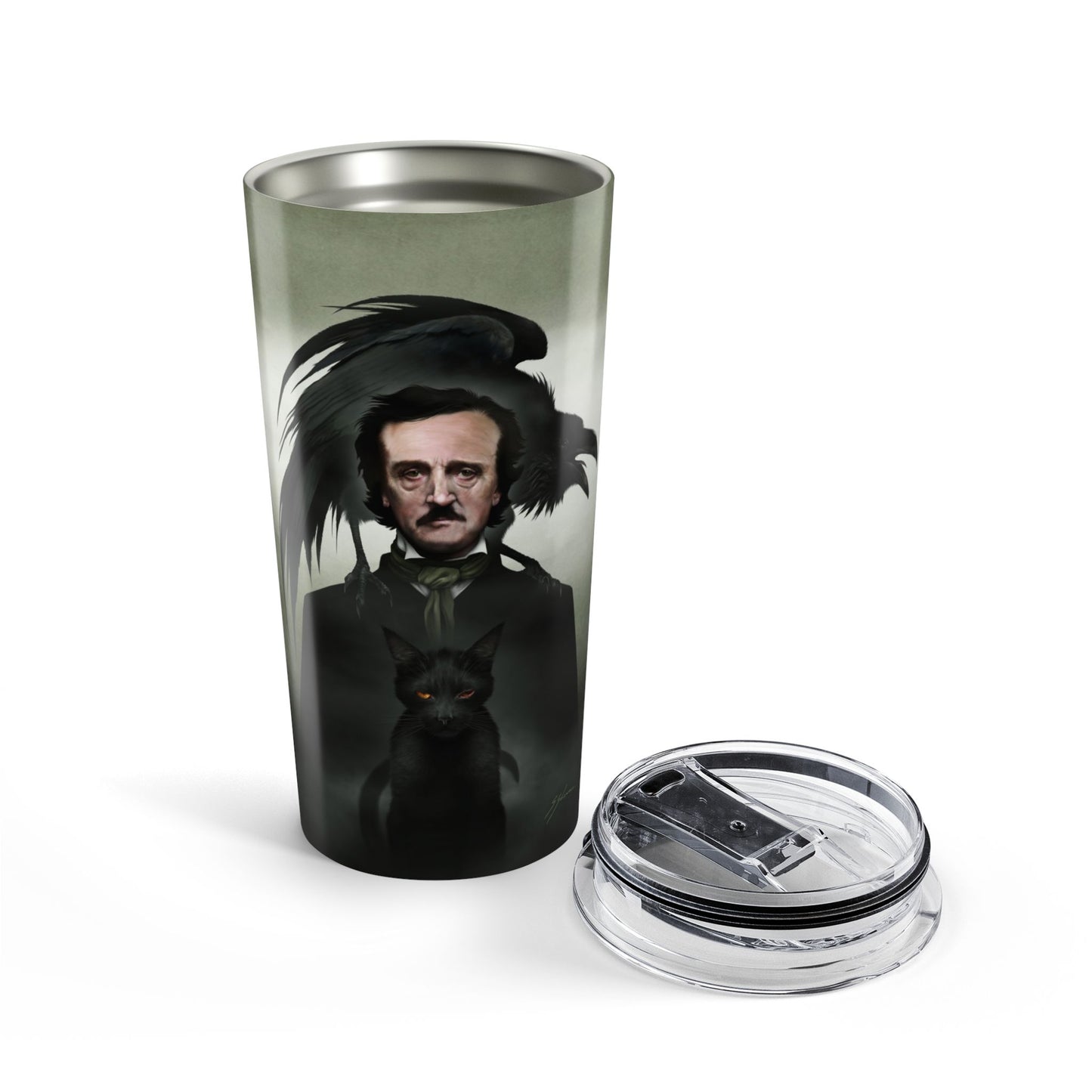 Edgar Allan Poe tumbler 20oz — Mister Sam Shearon gothic dark art, stainless steel