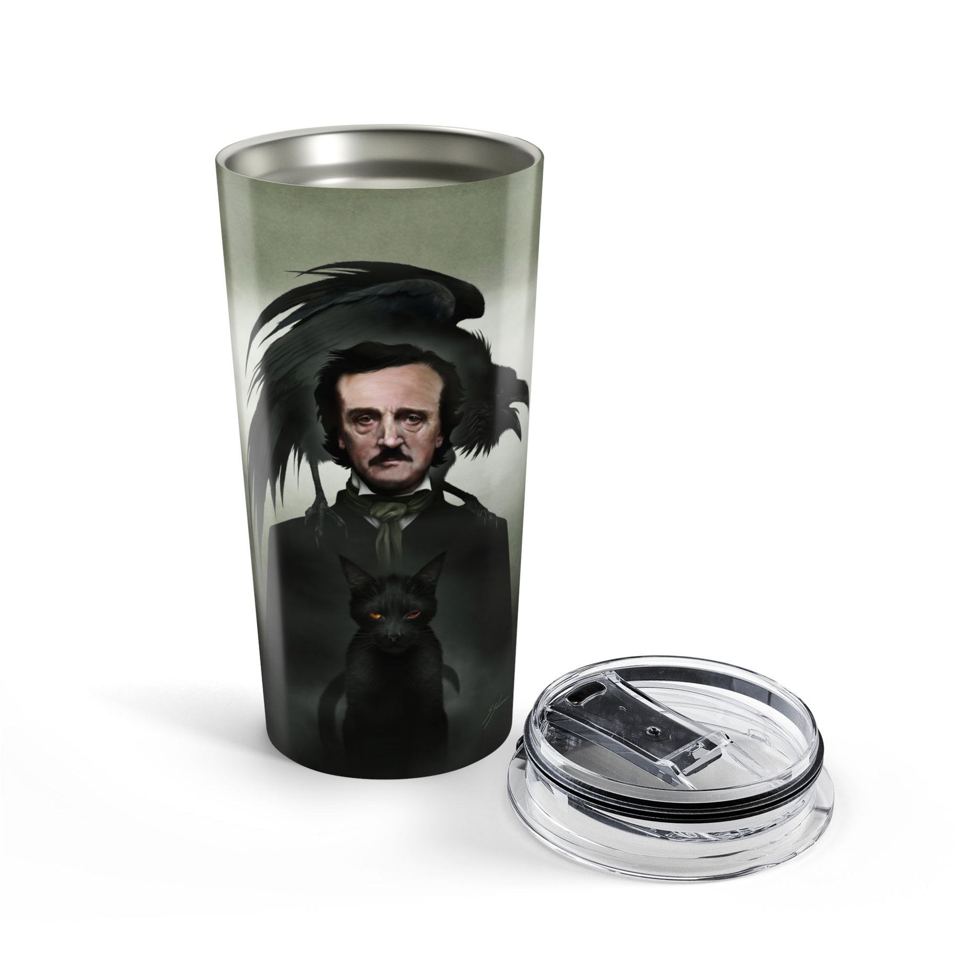 Edgar Allan Poe tumbler 20oz — Mister Sam Shearon gothic dark art, stainless steel