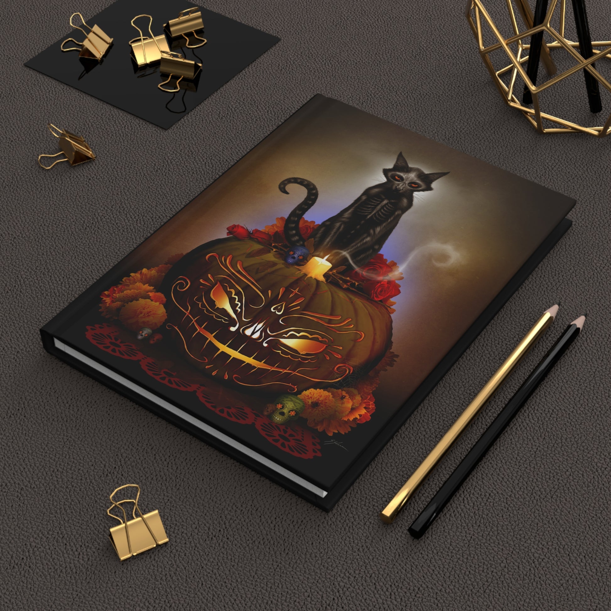 Día De Los Meowtos journal open pages — 150 lined pages matte hardcover