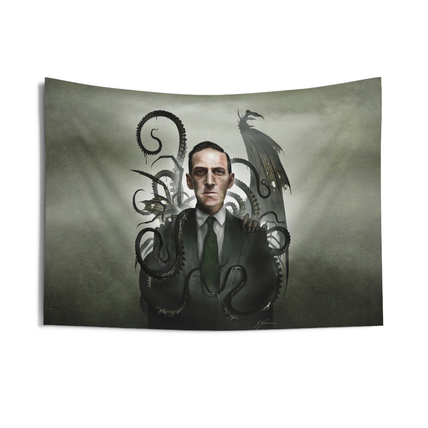 H.P. Lovecraft wall tapestry — Mister Sam Shearon cosmic horror art, gothic home decor