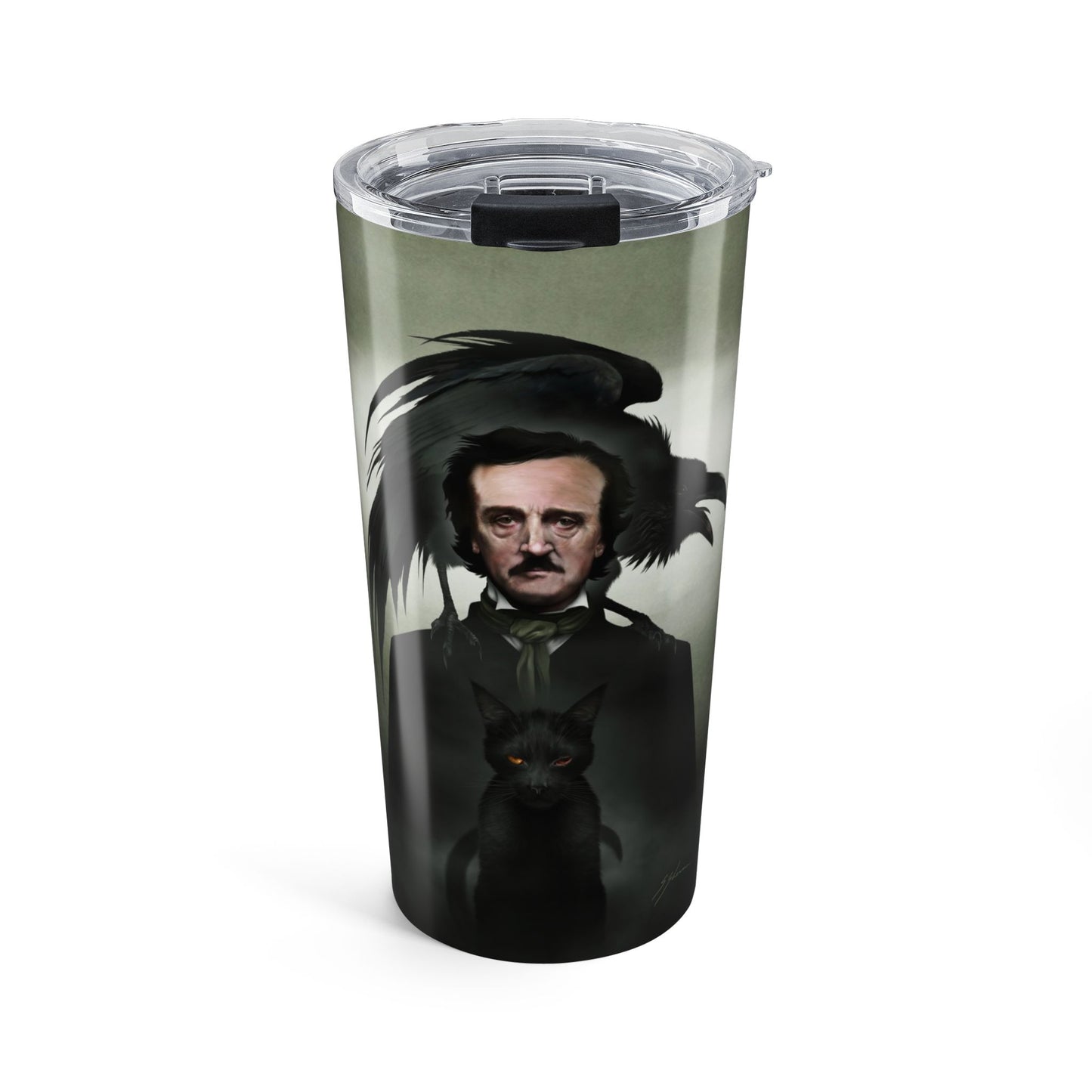 Edgar Allan Poe 20oz tumbler — original gothic dark art by Mister Sam Shearon