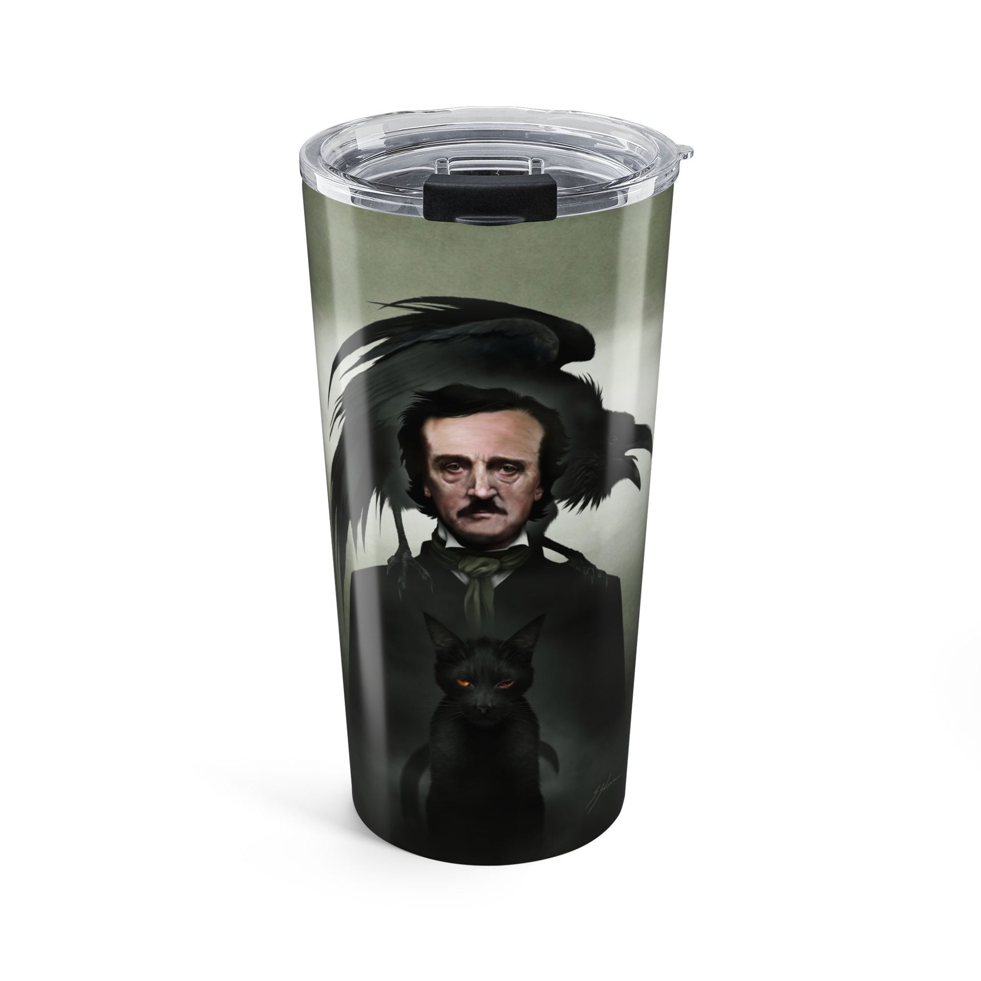 Edgar Allan Poe 20oz tumbler — original gothic dark art by Mister Sam Shearon