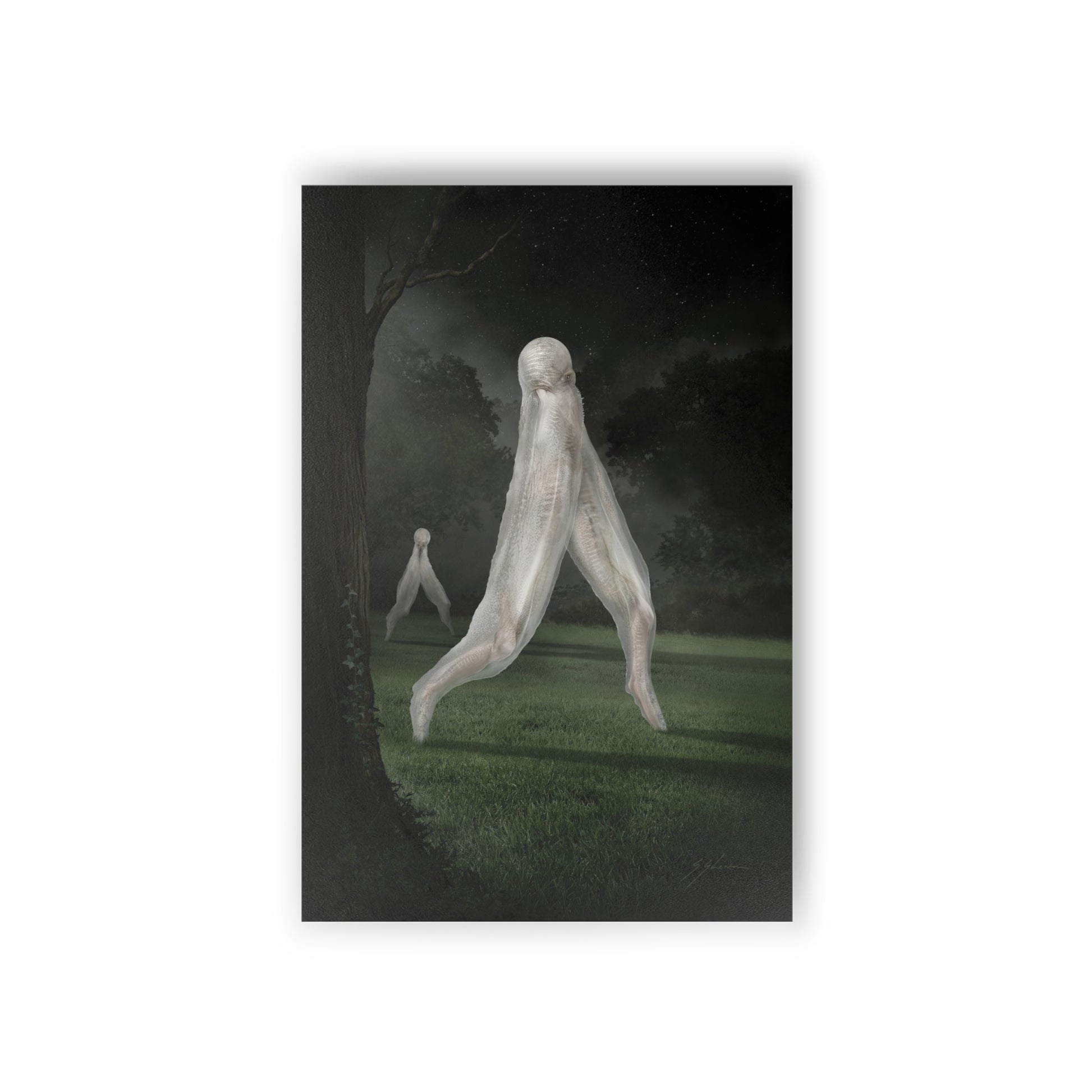 Nightcrawler postcard set by Mister Sam Shearon — dark art, cryptid, creepypasta, paranormal, horror, human-made, non-AI. 