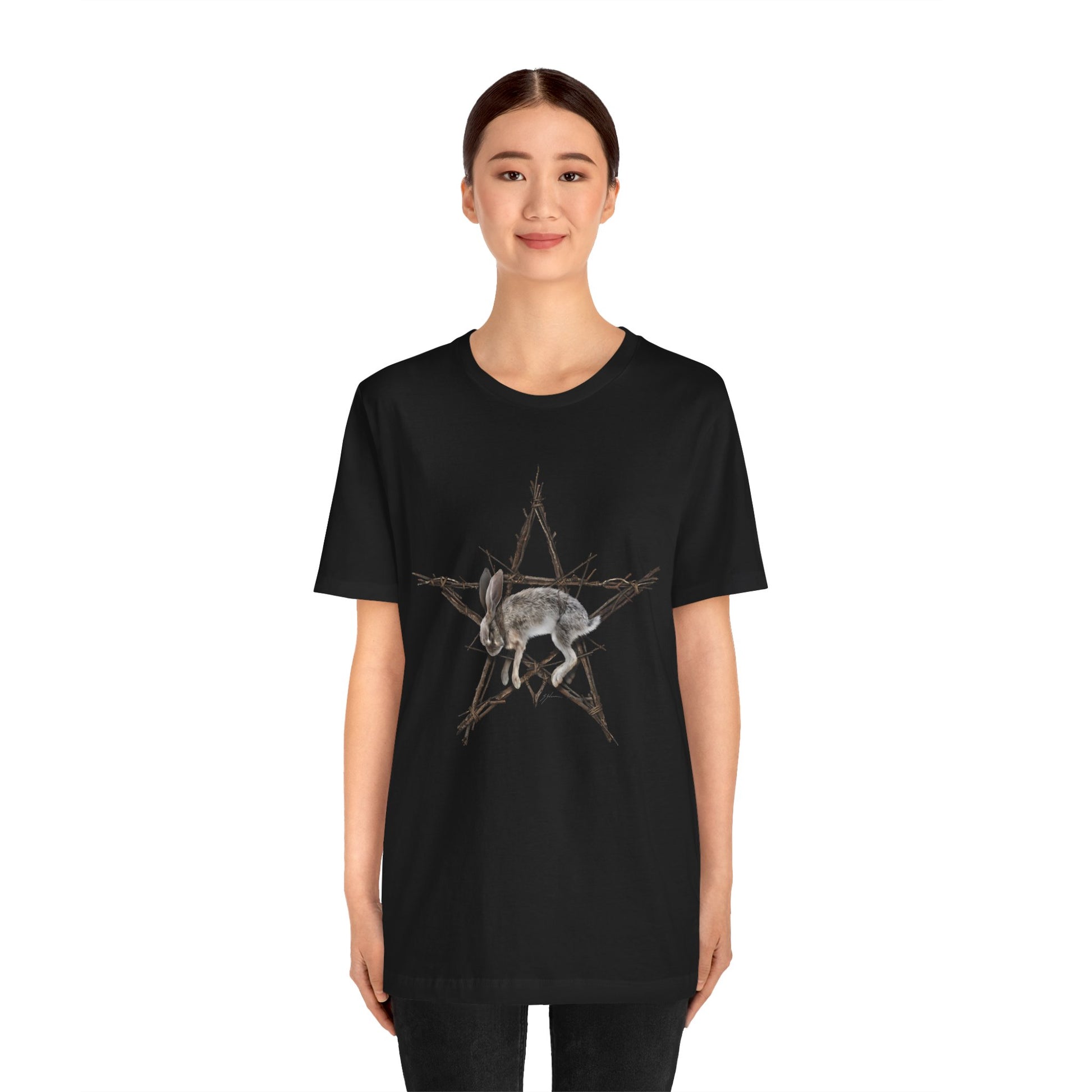 Fallen Star tee — Bella+Canvas unisex jersey with occult branch pentagram print