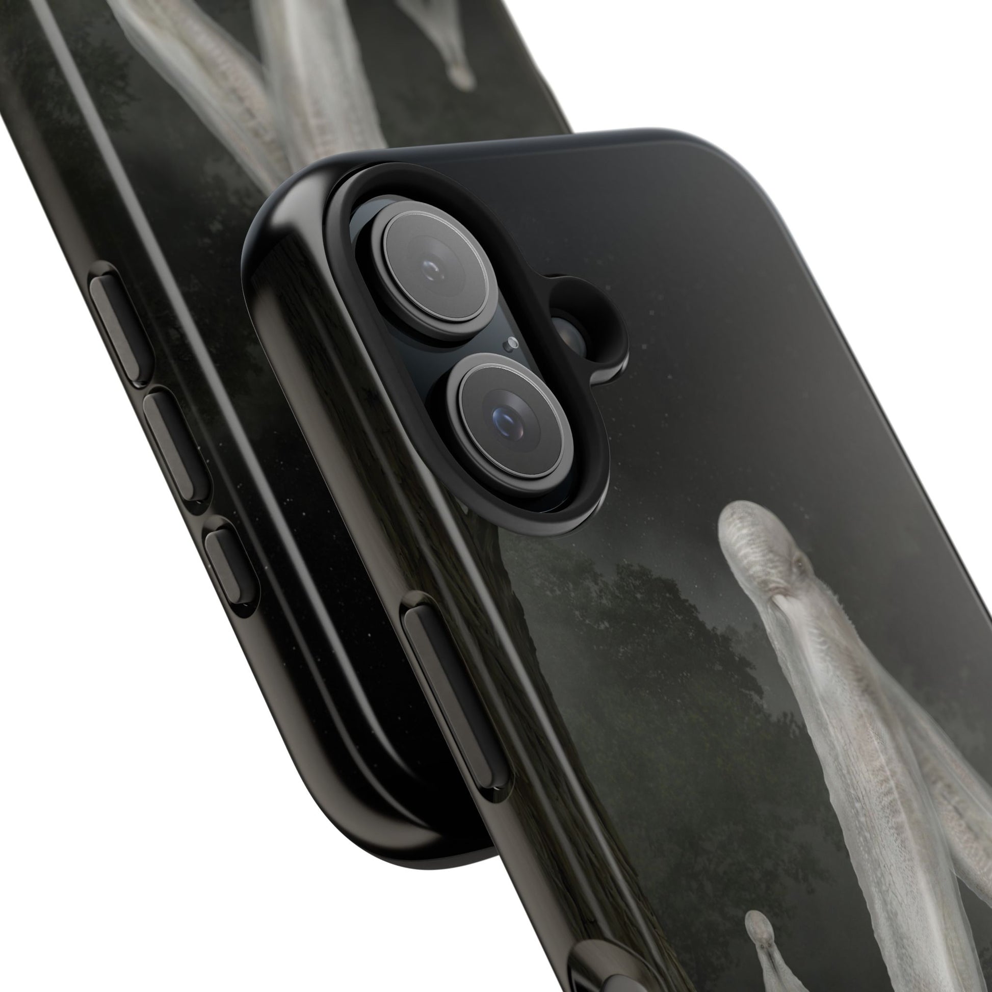 Nightcrawler phone case by Mister Sam Shearon — iPhone, Samsung, dark art, cryptid, creepypasta, paranormal, horror, human-made, non-AI. 