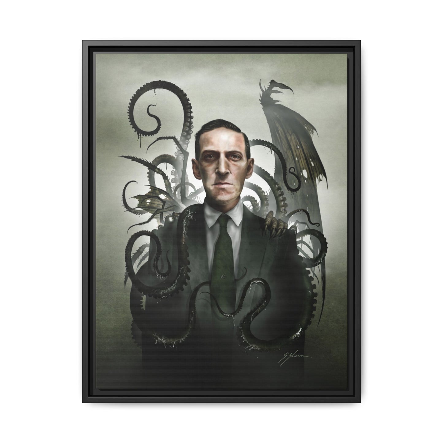 H.P. Lovecraft canvas 16x20 — cosmic horror gothic wall art by Mister Sam Shearon