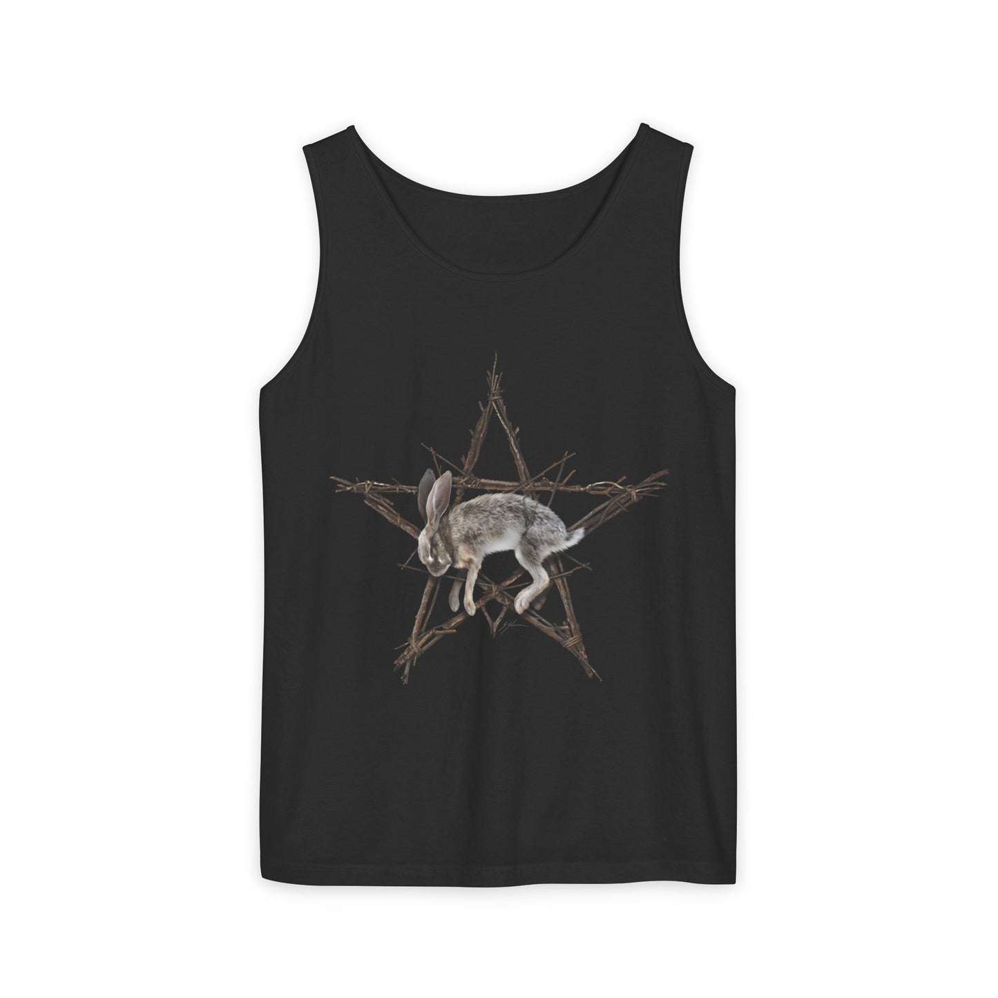 Fallen Star unisex garment-dyed tank top — original witchcraft dark art by Mister Sam Shearon