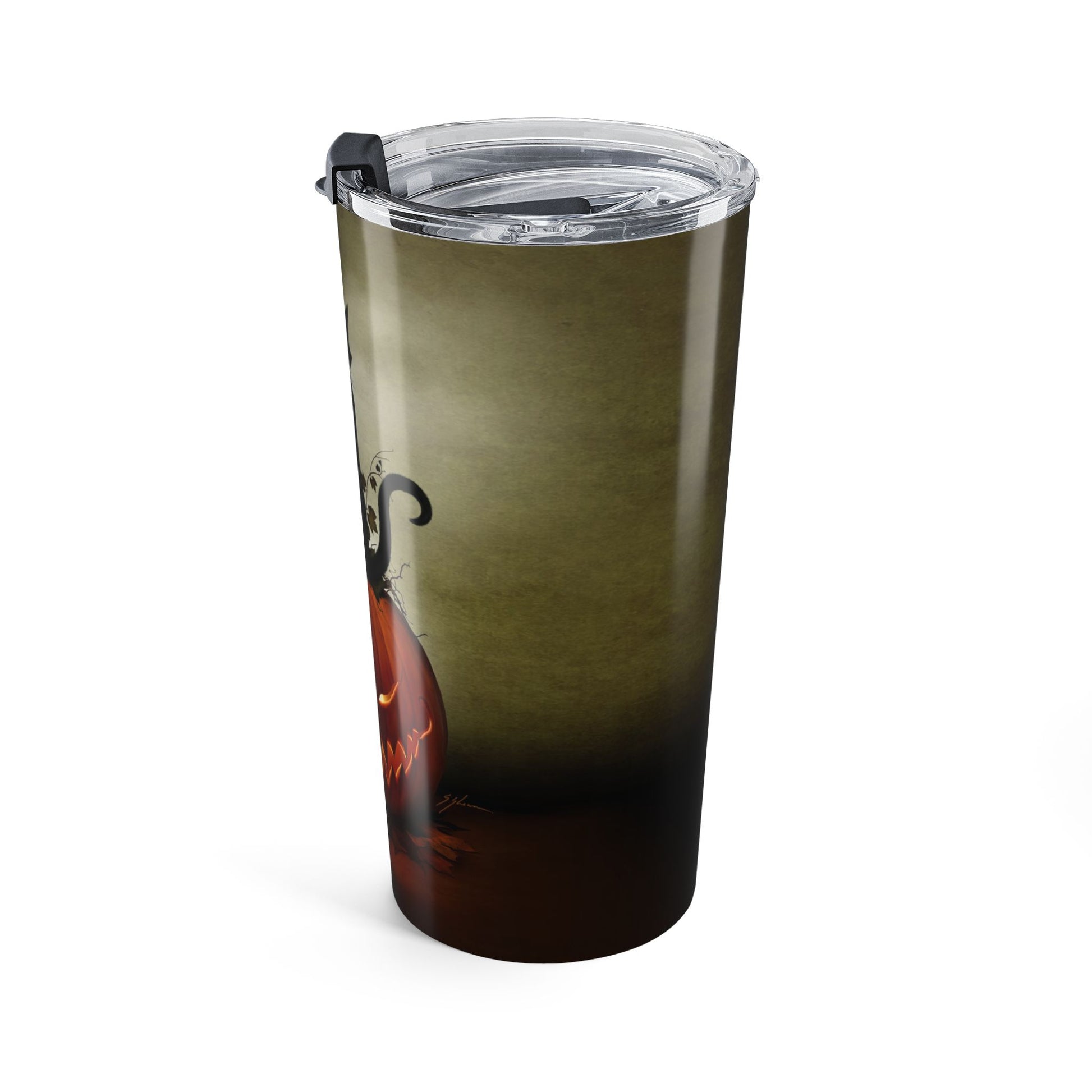 Cat O' Lantern tumbler — Mister Sam Shearon original Halloween dark art gift 