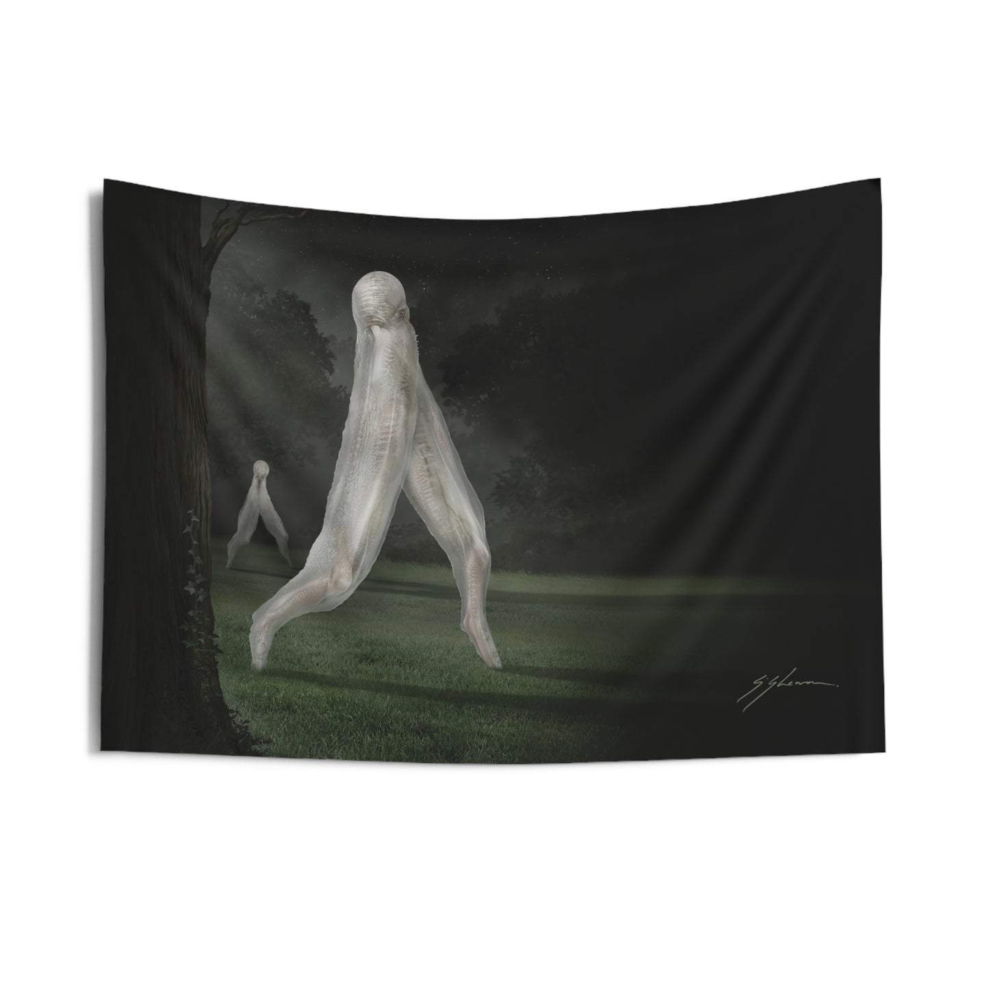 Nightcrawler wall tapestry — Mister Sam Shearon cryptid art, gothic home decor