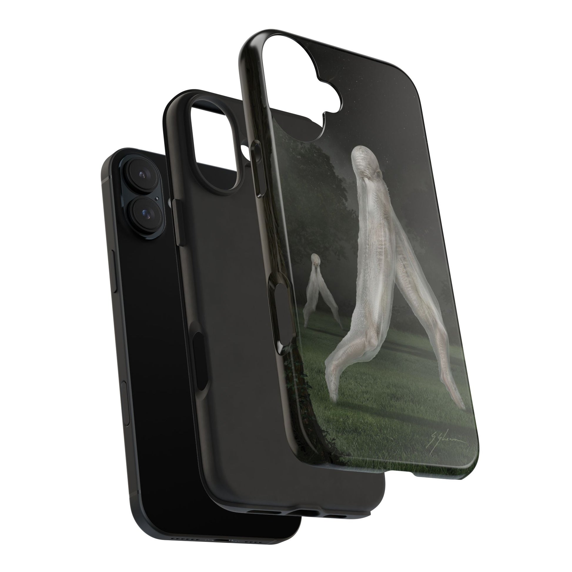 Nightcrawler phone case by Mister Sam Shearon — iPhone, Samsung, dark art, cryptid, creepypasta, paranormal, horror, human-made, non-AI. 