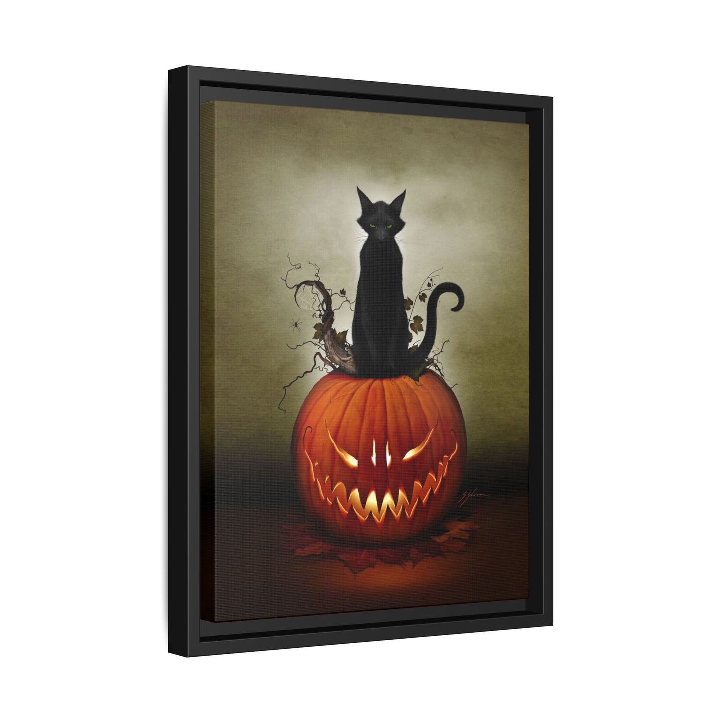 Cat O' Lantern canvas 18x24 — large Halloween dark art framed canvas by Mister Sam Shearon