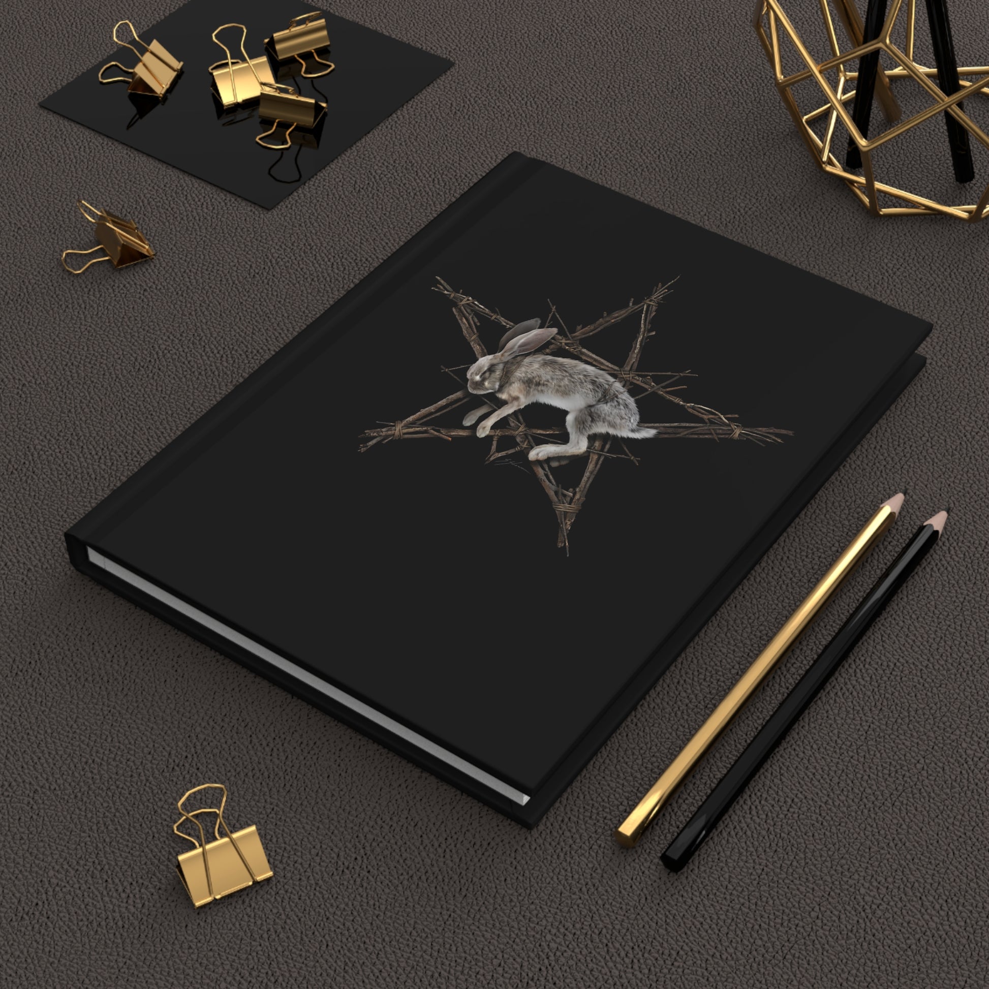 Fallen Star occult journal — matte hardcover with witchcraft rabbit pentagram print