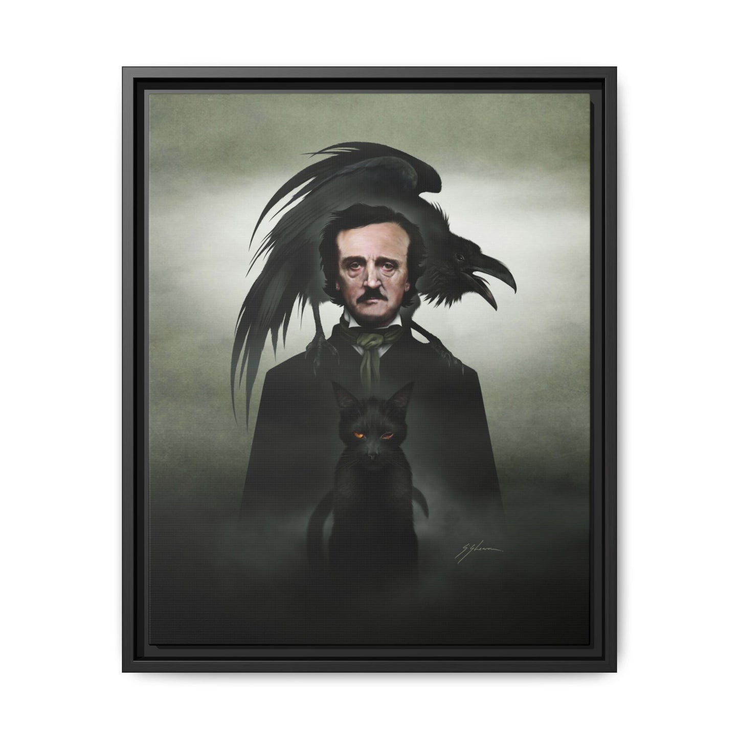 Edgar Allan Poe canvas 12x16 — Victorian horror dark art by Mister Sam Shearon