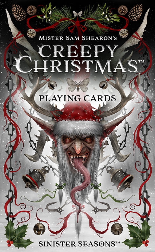 Large sized Creepy Christmas playing cards cover image, dark art by Mister Sam Shearon