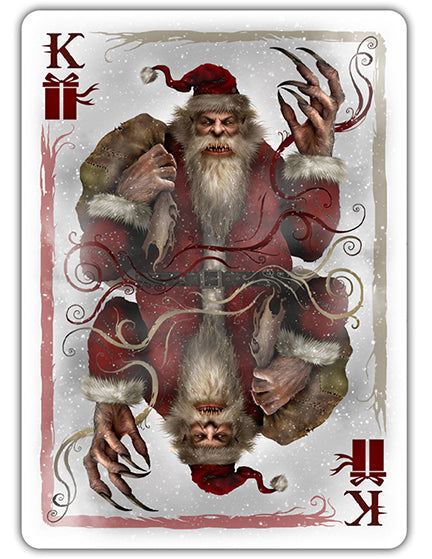 Santa Claws King of Gifts playing card, horror Christmas dark art